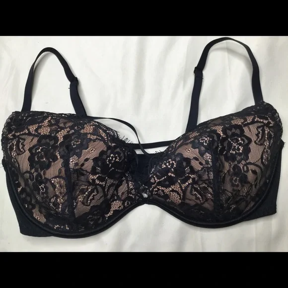 Adore Me Black Lace Strappy Bra - 38D - Picture 2 of 5